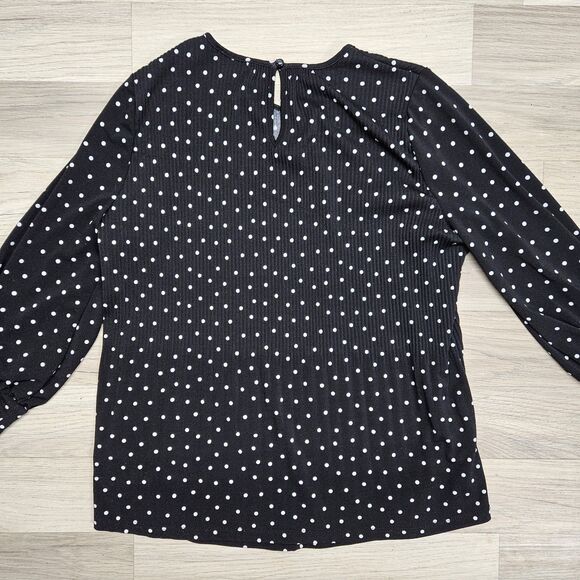 Adrianna Papell Womens Black Blouse Polka Dot Longsleeve Small - Picture 8 of 8